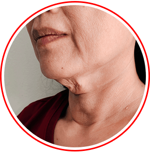 Woman touching her neck and chest
